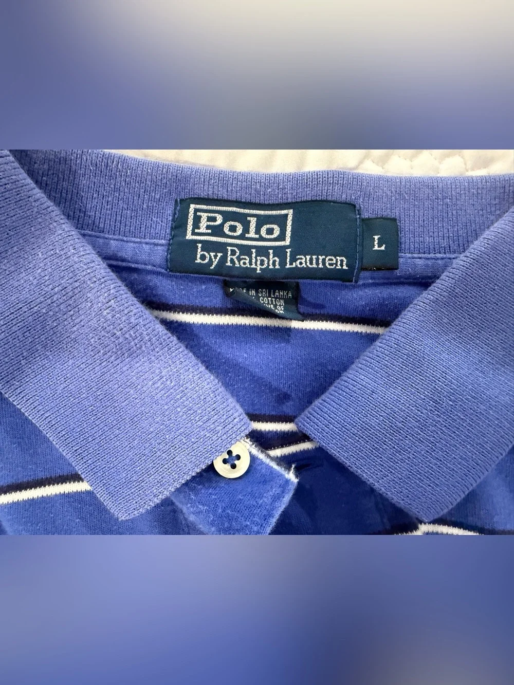 Vintage Polo by Ralph Lauren Blue Striped Pony Polo Shirt Men’s Large